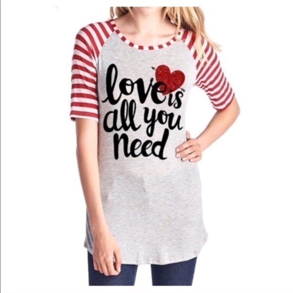 💛HP couture gypsy scoop neck t shirt Love is all you need graphic tee.